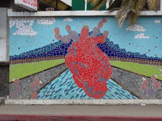 a mosaic of a nopal, or prickly pear cactus