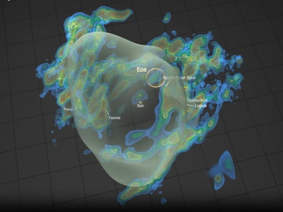 Schematic showing the location of the Eos molecular cloud relative to the solar system. 