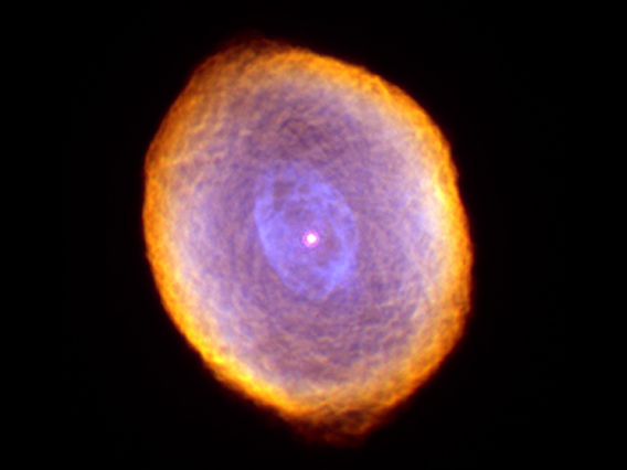 Hubble took this image of the Spirograph Nebula, a dying star surrounded by its envelope of gas and dust. 